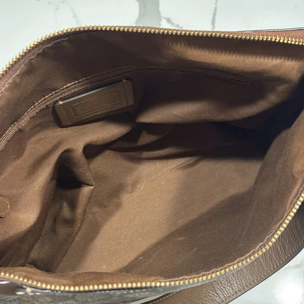 Coach Marlon Hobo Bag F79993 & Accordion Zip Wallet Set Signature Canvas Brown